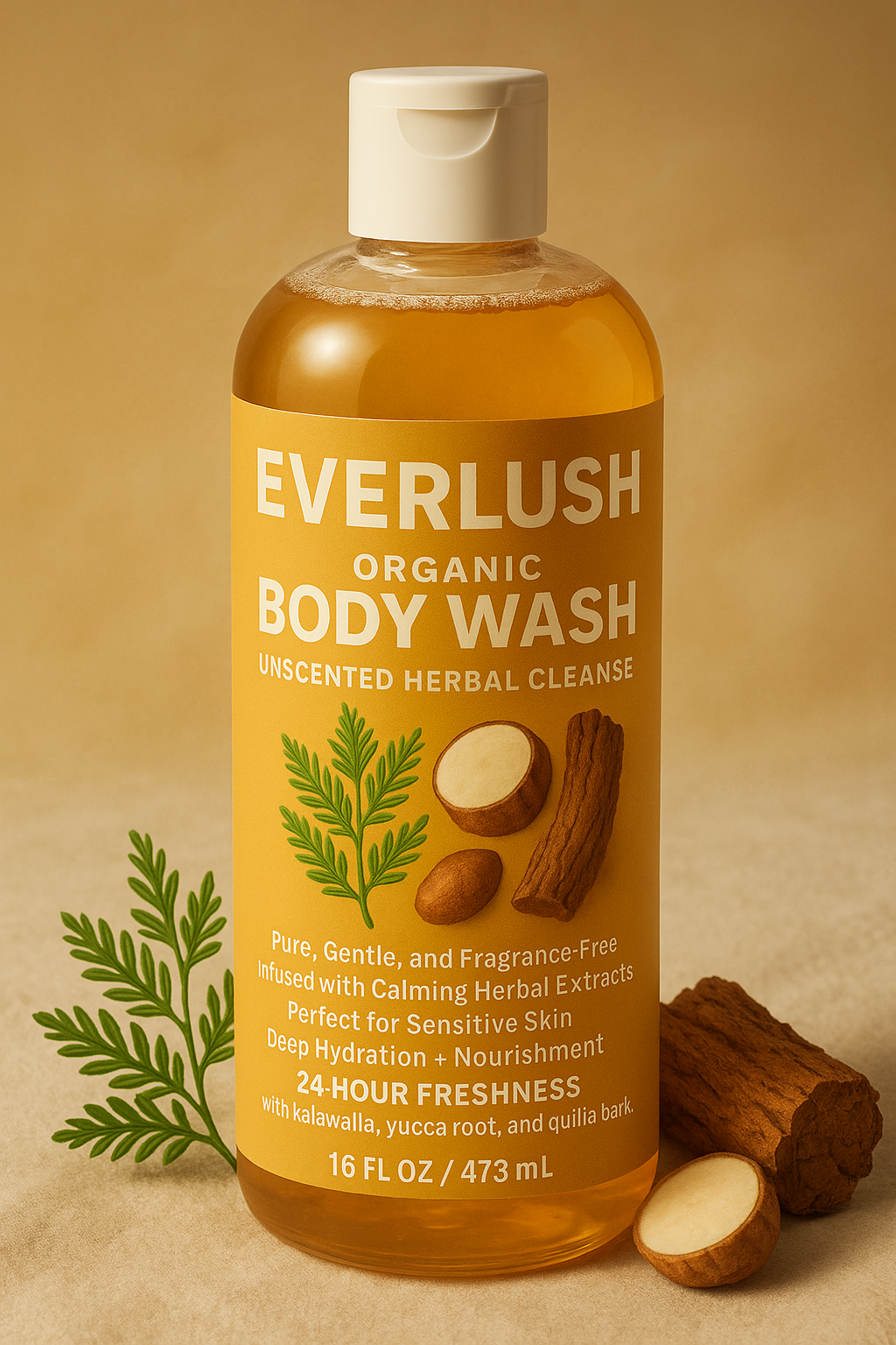 Unscented Herbal Body Wash (16 oz) 100% Natural