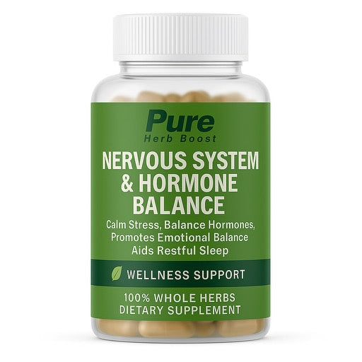 Nervous System & Hormone Balance Pure Herb Boost Capsules – Detox Phase 3, formulated to promote stress relief, hormonal balance, and support the nervous system for overall well-being.