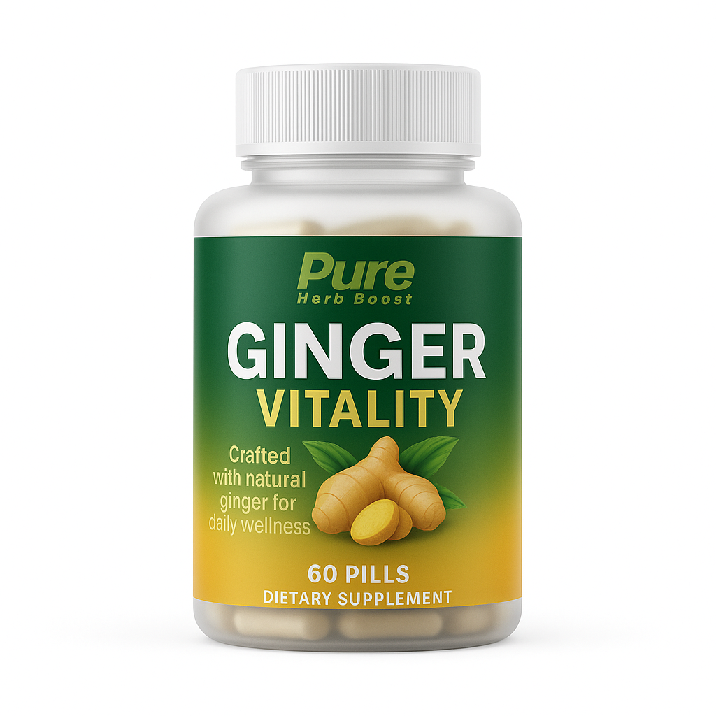Product image of Organic Ginger Root Capsules – 1000mg, high potency, Non-GMO, eco-friendly bottle, made in the USA for digestive support, immune health, and anti-inflammatory benefits.