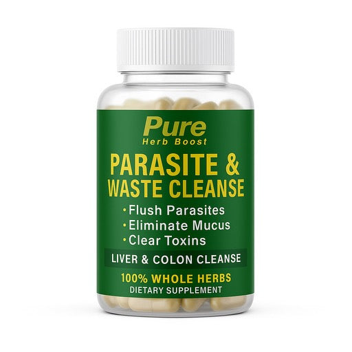 Pure Herb Boost Parasite & Waste Cleanse 60 Capsules, designed for Detox Phase 1, promoting natural detoxification, gut health, and waste elimination.