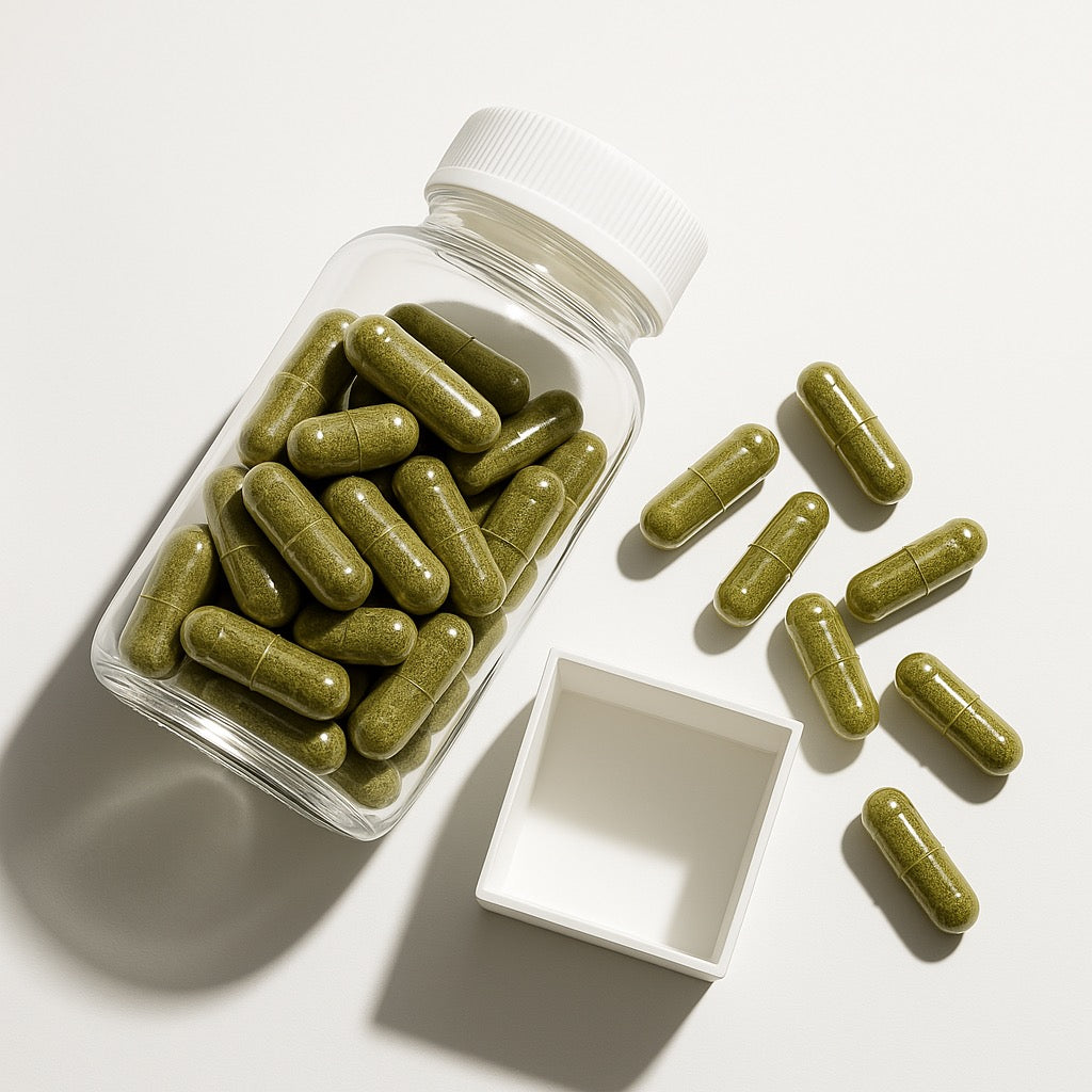Pure Herb Boost Sea Moss Capsules – vegan supplement bottle with white cap
