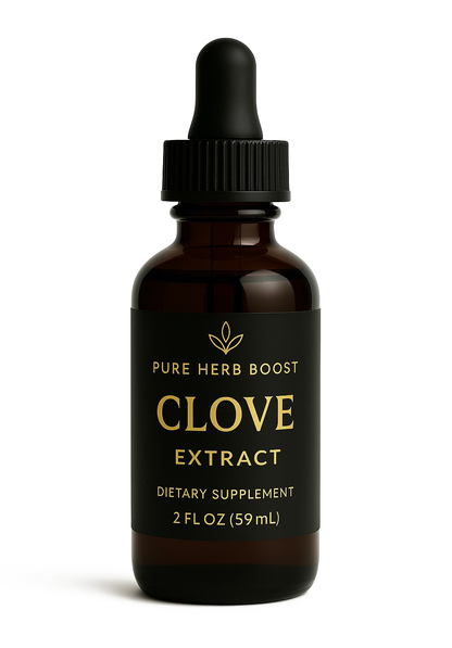 Product image of Clove Extract by Pure Herb Boost – Herbal extract known for supporting oral health, providing antioxidant protection, and promoting digestive wellness.