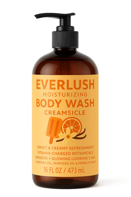 Product image of Creamsicle EverLush Herbal Body Wash – 16 oz citrus-vanilla infused cleanser with Kalawalla for brightening, hydration, and skin-refreshing indulgence.