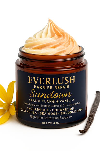 Everlush Herbal Barrier Repair Whipped Body Butter - Nighttime Moisturizer (4 oz) - 6 Scents