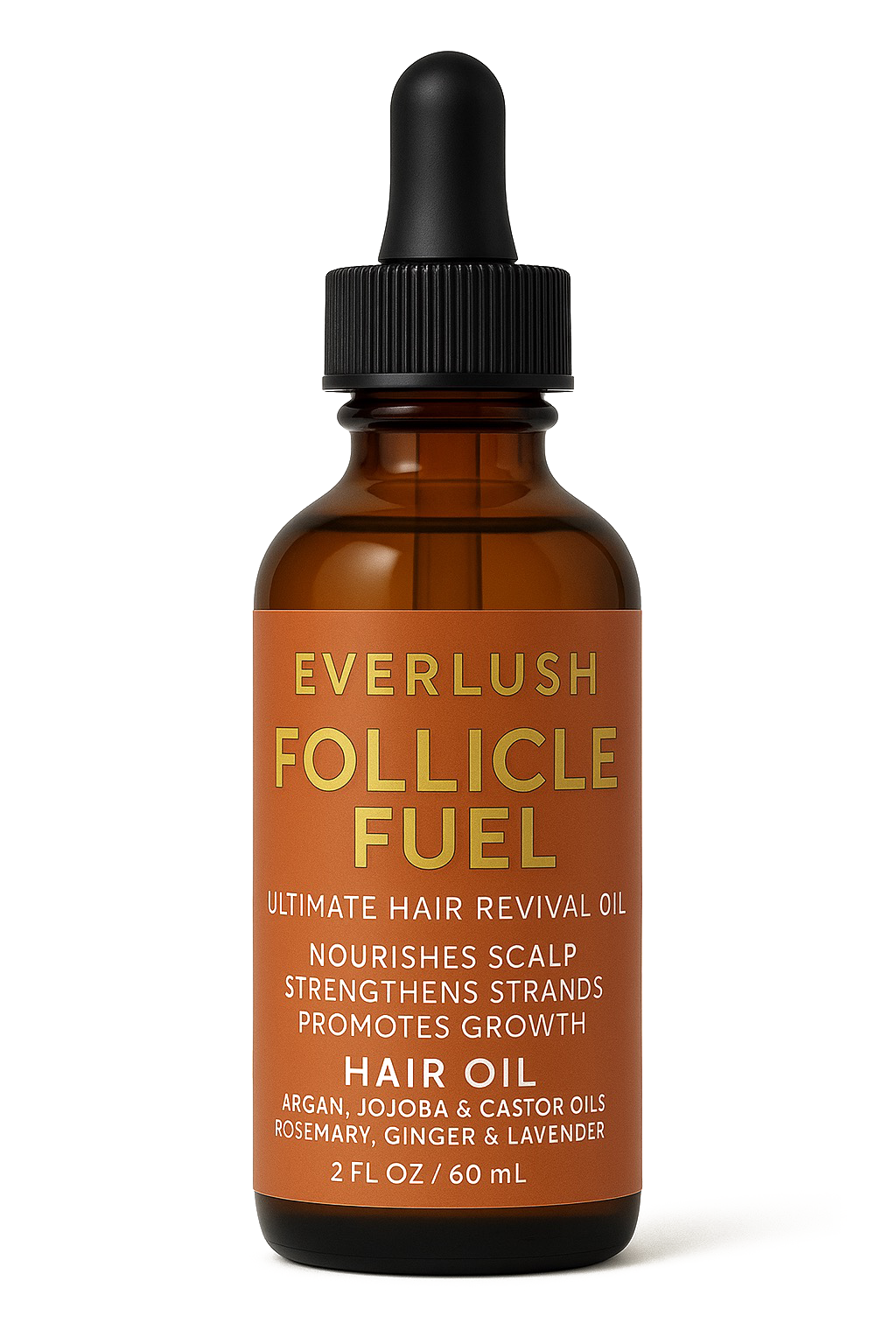 Product image of Follicle Fuel Ultimate Hair Revival Oil by Everlush – Herbal leave-in scalp elixir designed to strengthen, hydrate, and stimulate natural hair growth for fuller, healthier hair.