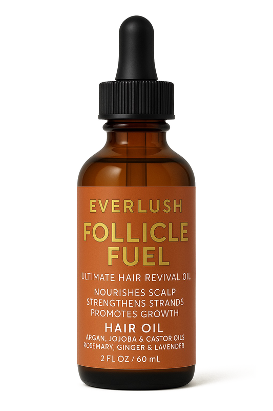 Product image of Follicle Fuel Ultimate Hair Revival Oil by Everlush – Herbal leave-in scalp elixir designed to strengthen, hydrate, and stimulate natural hair growth for fuller, healthier hair.