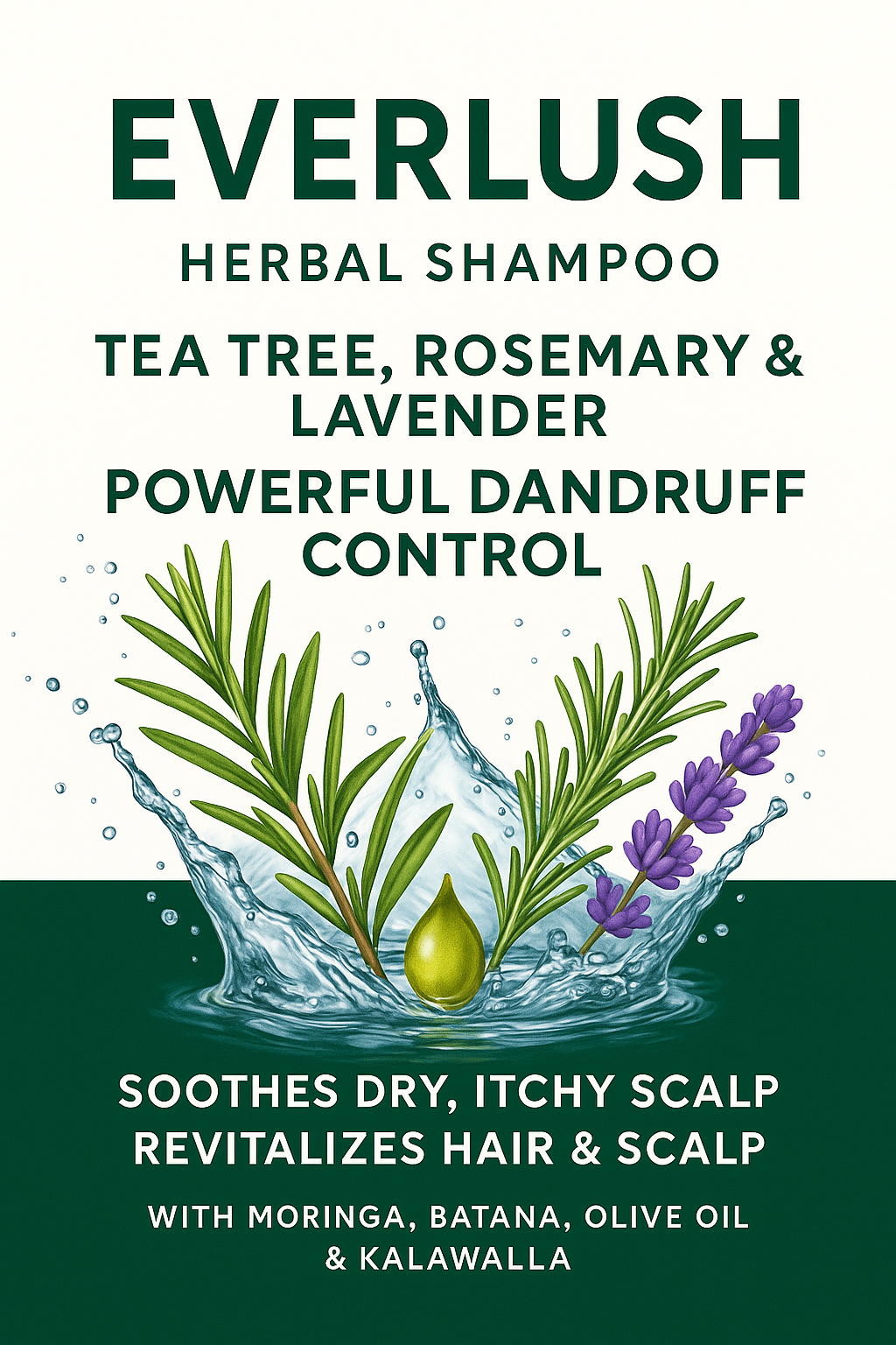 Powerful Dandruff Control  Shampoo – Tea Tree, Rosemary & Lavender (16 oz)