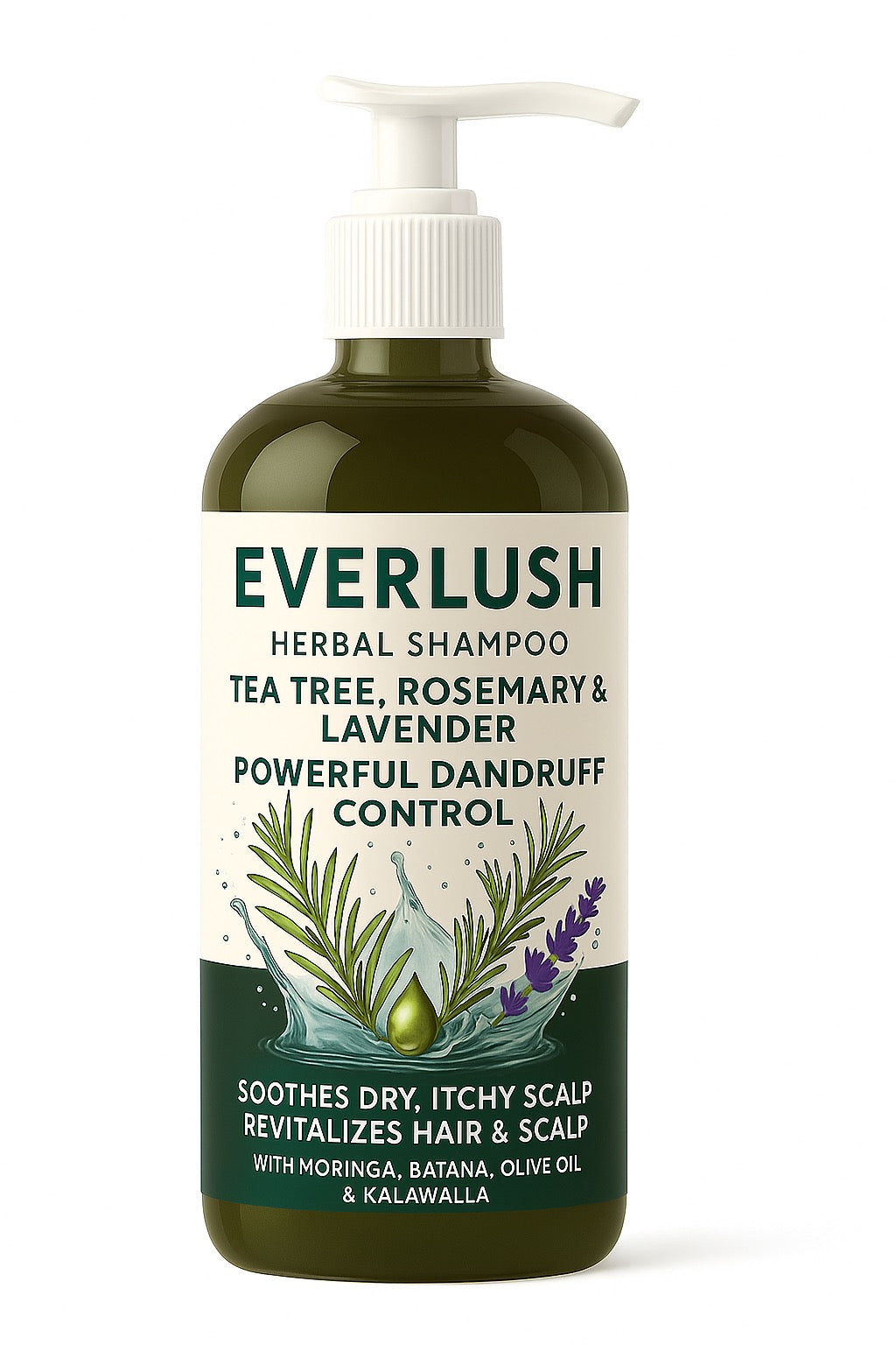 Powerful Dandruff Control  Shampoo – Tea Tree, Rosemary & Lavender (16 oz)