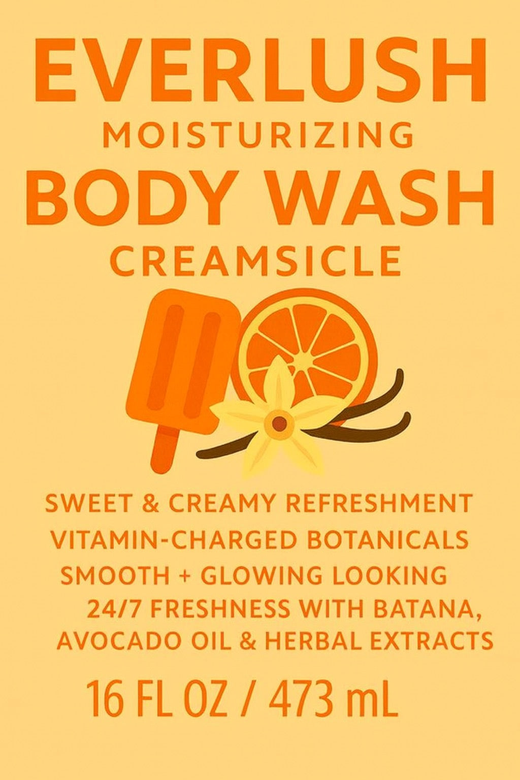 Creamsicle Herbal Vegan Body Wash (16 oz) Everlush Naturals