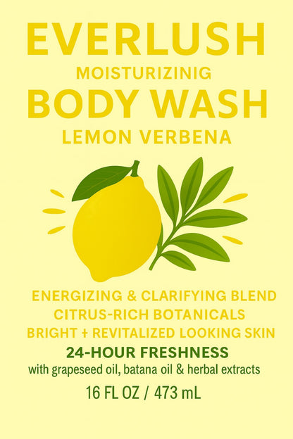 Lemon Verbena Herbal Body Wash (16 oz) Everlush Naturals