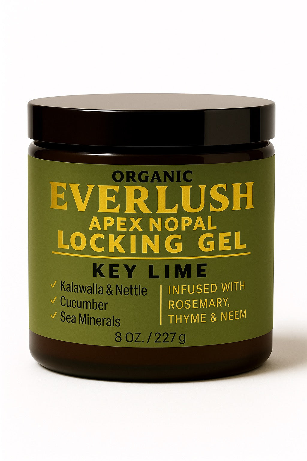 Everlush Apex Nopal Locking Gel 8 oz jar with key lime flavor on a white background