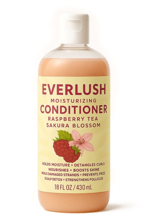 Everlush Sakura Blossom Herbal Conditioner – 16 oz bottle with lightweight floral scent, hydrating and strengthening formula for curly and fine hair